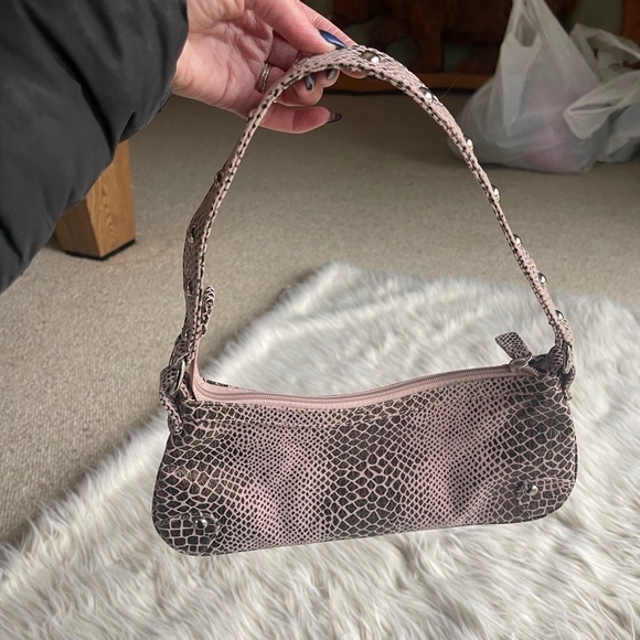 Nine West Women’s Pink and Brown Snake Skin Patterned Shoulder Bag - Picture 6 of 6